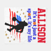 アメリカバスケパーソナライズされたットボールフリースブランケット フリースブランケット (正面(横))