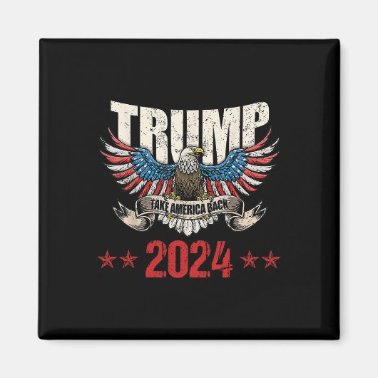 アメリカバックアメリカ国旗トランプ2024男女性 マグネット (正面)