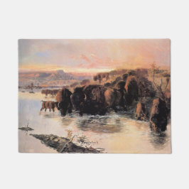 アメリカバッファローの群れ ドアマット