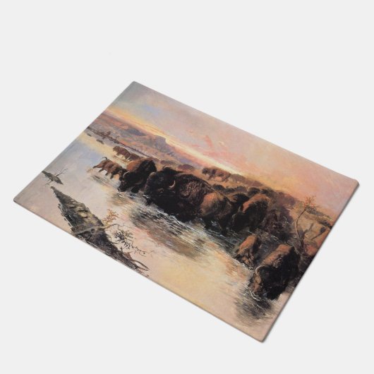 アメリカバッファローの群れ ドアマット (アングル)