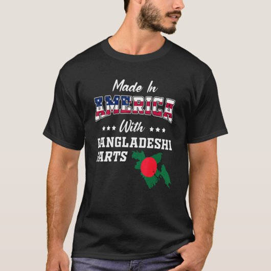 アメリカバングラデシュパーツバングラデシュの地図USA国旗 Tシャツ (正面)