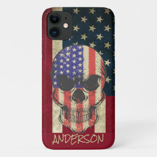 アメリカパーソナライズされたスカル国旗 iPhone 11 ケース