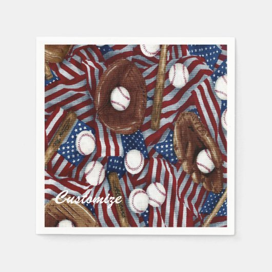 アメリカパーソナライズされたナプキンスの野球 スタンダードカクテルナプキン (正面)