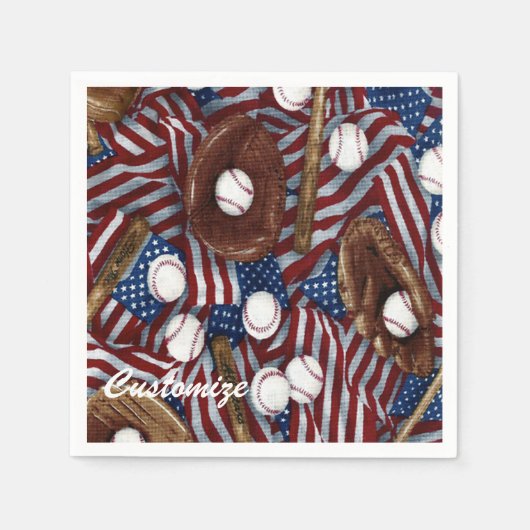 アメリカパーソナライズされたナプキンスの野球 スタンダードカクテルナプキン (正面)