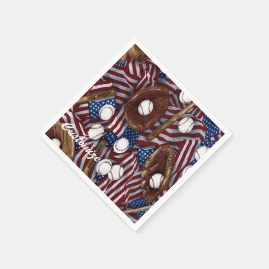 アメリカパーソナライズされたナプキンスの野球 スタンダードカクテルナプキン (角)