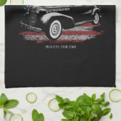 アメリカパーソナライズされたヴィンテージクラシックカーガレージ キッチンタオル (折り畳み)