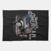 アメリカパーソナライズされたヴィンテージクラシックカーガレージ キッチンタオル (横)