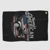 アメリカパーソナライズされたヴィンテージクラシックカーガレージ ゴルフタオル (横)