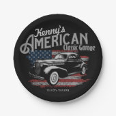 アメリカパーソナライズされたヴィンテージクラシックカーガレージ ペーパープレート (正面)