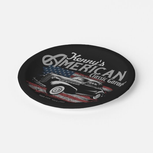 アメリカパーソナライズされたヴィンテージクラシックカーガレージ ペーパープレート (アングル)