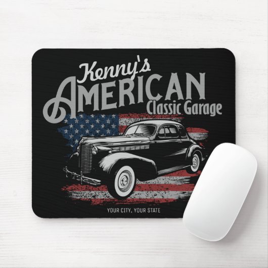 アメリカパーソナライズされたヴィンテージクラシックカーガレージ マウスパッド (マウス)
