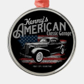 アメリカパーソナライズされたヴィンテージクラシックカーガレージ メタルオーナメント (正面)