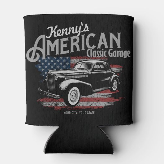 アメリカパーソナライズされたヴィンテージクラシックカーガレージ 缶クーラー (裏面)