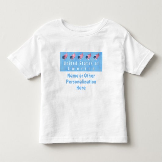 アメリカパーソナライズされた国旗と地図 トドラーTシャツ (正面)