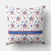 アメリカパーソナライズされた国旗の青い赤い星 クッション (裏面)