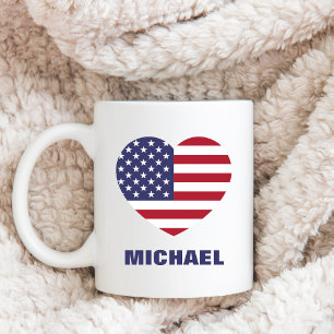 アメリカパーソナライズされた国旗または画像と名前 コーヒーマグカップ