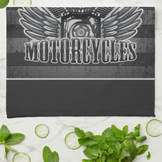 アメリカパーソナライズされた国旗バイクもしくは自転車に乗る人スカルバイク キッチンタオル (折り畳み)