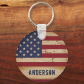 アメリカパーソナライズされた国旗素朴の愛国心 キーホルダー (正面)
