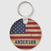 アメリカパーソナライズされた国旗素朴の愛国心 キーホルダー (正面)