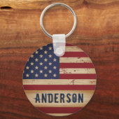 アメリカパーソナライズされた国旗素朴の愛国心 キーホルダー (正面)