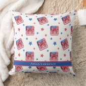 アメリカパーソナライズされた国旗7月4日ボウブルーレッド クッション (ブランケット)
