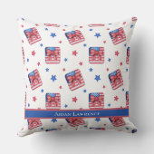 アメリカパーソナライズされた国旗7月4日ボウブルーレッド クッション (裏面)