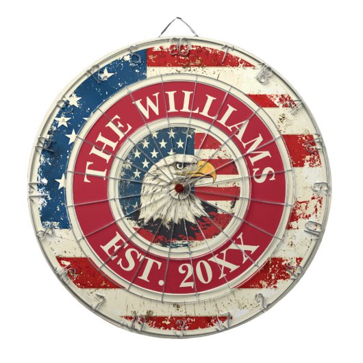 アメリカパーソナライズされた国素朴旗の愛国的イーグル ダーツボード (正面)