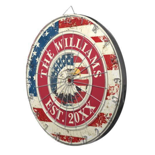 アメリカパーソナライズされた国素朴旗の愛国的イーグル ダーツボード (正面右)