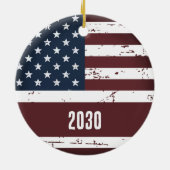 アメリカパーソナライズされた愛国国旗 セラミックオーナメント (裏面)