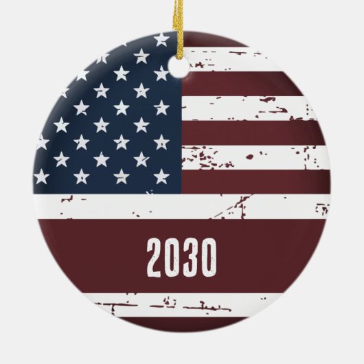 アメリカパーソナライズされた愛国国旗 セラミックオーナメント (裏面)