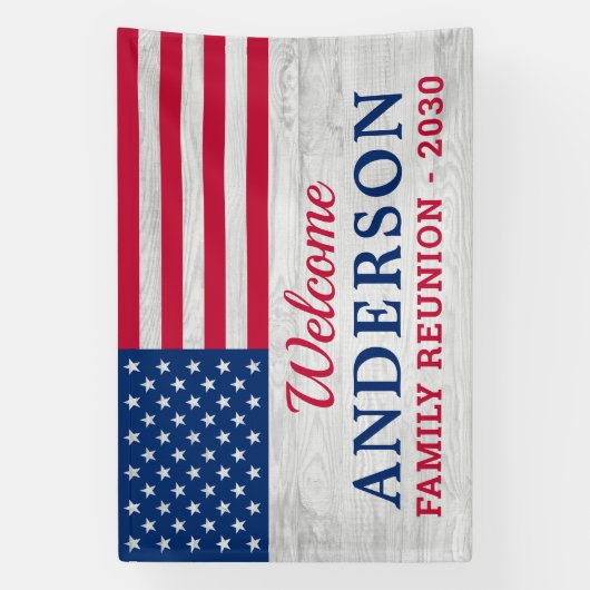 アメリカパーソナライズされた愛国家族国旗 横断幕 (縦)