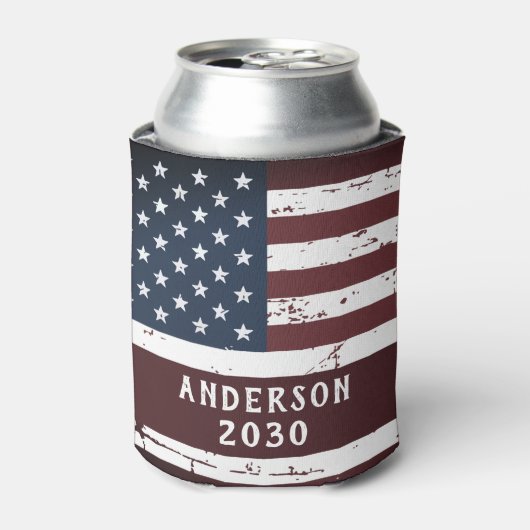アメリカパーソナライズされた愛国家族国旗 缶クーラー (缶正面)