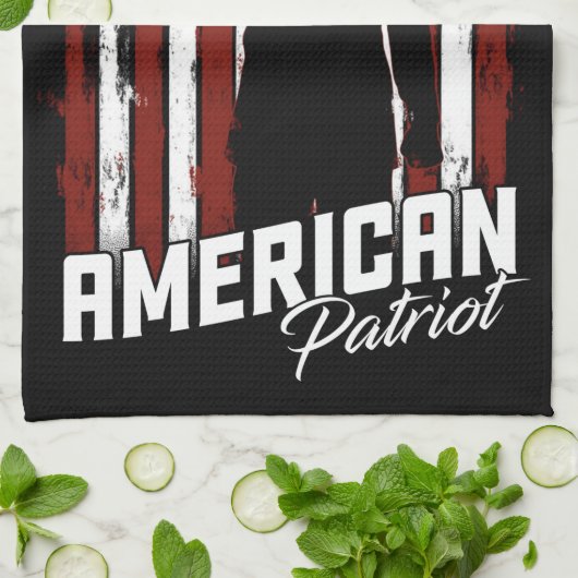 アメリカパーソナライズされた愛国戦士米国国旗 キッチンタオル (折り畳み)