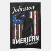 アメリカパーソナライズされた愛国戦士米国国旗 キッチンタオル (縦)