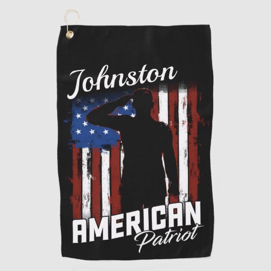 アメリカパーソナライズされた愛国戦士米国国旗 ゴルフタオル (正面)