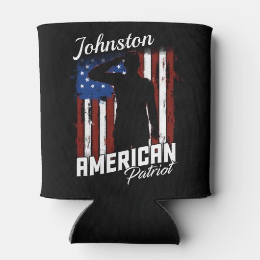 アメリカパーソナライズされた愛国戦士米国国旗 缶クーラー (裏面)