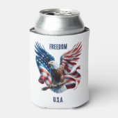 アメリカパーソナライズされた愛国的なイーグルとの自由 缶クーラー (缶正面)