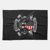 アメリカパーソナライズされた退役軍人誇りを持った獣米国国旗 キッチンタオル (横)