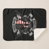 アメリカパーソナライズされた退役軍人誇りを持った獣米国国旗 シェルパブランケット (正面(横))