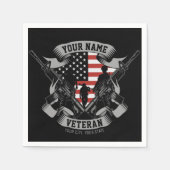 アメリカパーソナライズされた退役軍人誇りを持った獣米国国旗 スタンダードカクテルナプキン (正面)