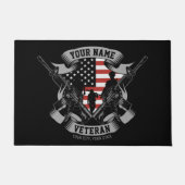 アメリカパーソナライズされた退役軍人誇りを持った獣米国国旗 ドアマット (正面)