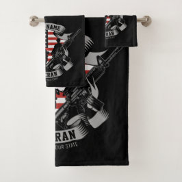 アメリカパーソナライズされた退役軍人誇りを持った獣米国国旗 バスタオルセット