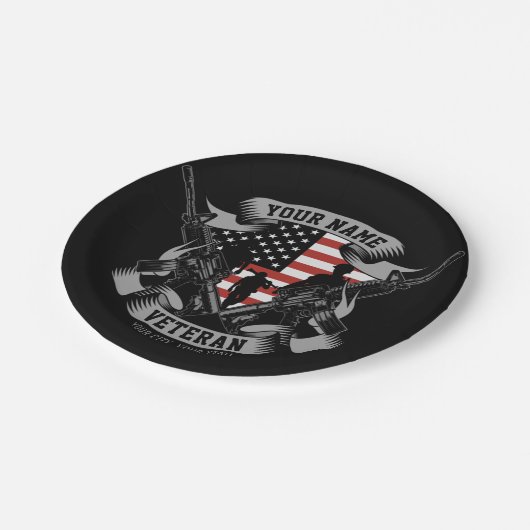 アメリカパーソナライズされた退役軍人誇りを持った獣米国国旗 ペーパープレート (アングル)