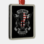 アメリカパーソナライズされた退役軍人誇りを持った獣米国国旗 メタルオーナメント (右)