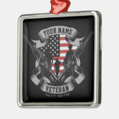 アメリカパーソナライズされた退役軍人誇りを持った獣米国国旗 メタルオーナメント (左)