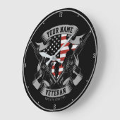 アメリカパーソナライズされた退役軍人誇りを持った獣米国国旗 ラージ壁時計 (傾斜)