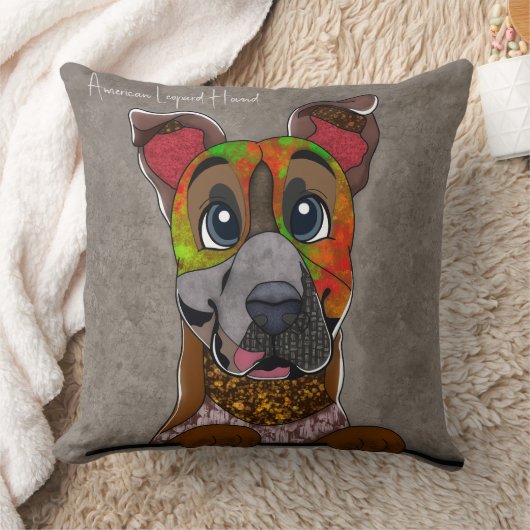 アメリカヒョウ犬絵を描手 クッション (ブランケット)
