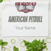 アメリカピットブルテリアいじめっ犬ヴィンテージ国旗 キッチンタオル (折り畳み)