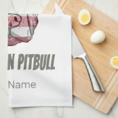 アメリカピットブルテリアいじめっ犬ヴィンテージ国旗 キッチンタオル (四つ折り)