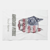 アメリカピットブルテリアいじめっ犬ヴィンテージ国旗 キッチンタオル (横)